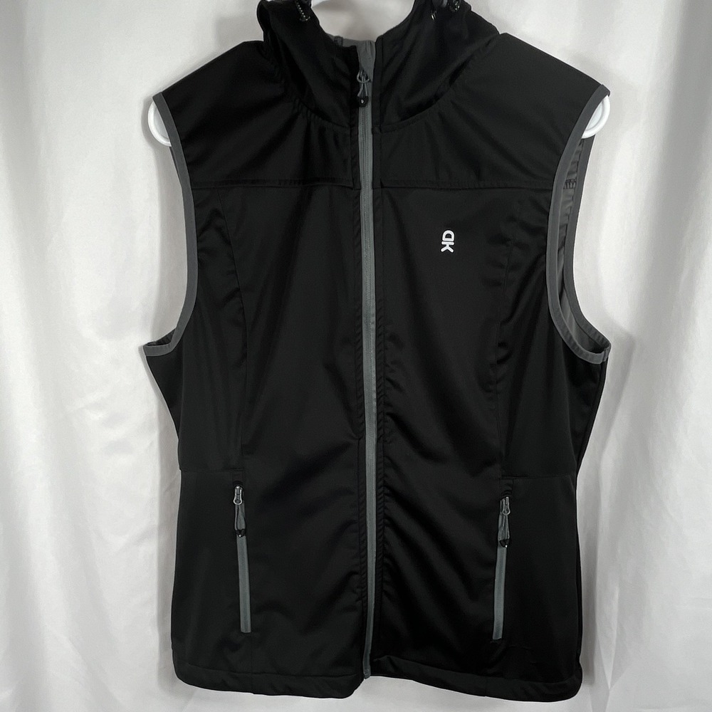 Little Donkey Andy Women's Black Hooded Full Zip Vest Zipped Pockets‎ Size Large